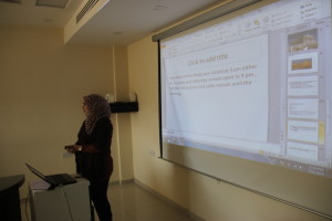TG1 participant Esraa presents his experience to the upcoming TG2 participants before their experience starting in April 2015