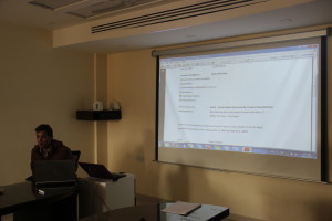 TG1 participant Zeid Kashour presents his experience to the upcoming TG2 participants before their experience starting in April 2015